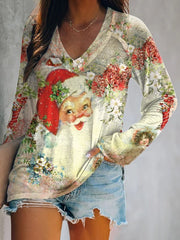 Merry Chrismas Print Long Sleeve T-Shirt