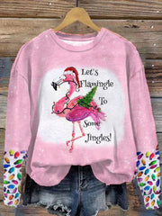Christmas Flamingo Vacation Palm Tree Printed Sweatshirt