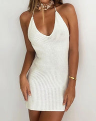 Solid Strappy Bakcless Skinny Mini Dress