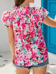 Floral Ruffle Sleeve Blouse