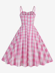 Barbie Pink Plaid Straps Vintage Dress