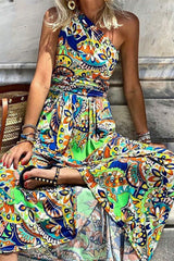 Allover Graphic Print Ruched One Shoulder Dress