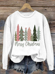 Women'S Casual Merry Chrismas Printed Long Sleeve Sweatshirt