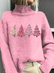 Christmas printed turtleneck knitted sweater