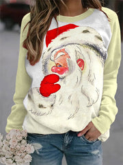 Retro Santa Print Casual Sweatshirt