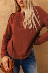 Exposed Seam Henley Top