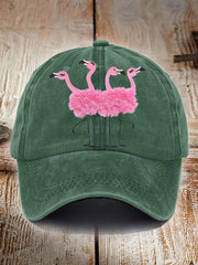 Unisex Distressed Washed Cotton Christmas Flamingo Hot Spot Hat