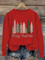 Women'S Casual Merry Chrismas Printed Long Sleeve Sweatshirt