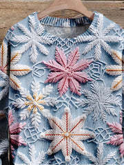 Snowflake Christmas Art Print Knit Pullover Sweater
