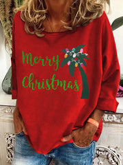Retro Palm Tree Merry Chrismas Printed Sweatshirt