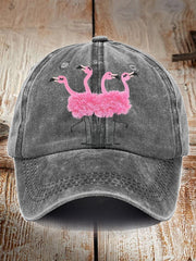 Unisex Distressed Washed Cotton Christmas Flamingo Hot Spot Hat