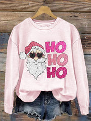 Christmas Pink Santa Ho Ho Ho printed sweatshirt