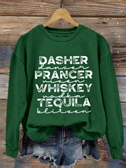 Funny Christmas Dasher Dancer Prancer Vixen Comet Cupid Donner Blitzen Rudolphr Printed Sweatshirt