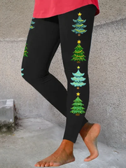 Christmas Tree Print Casual Casual Leggings