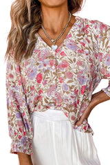 Floral Buttoned Puff Sleeves Shirt