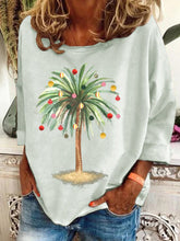 Christmas Palm Tree Print Crew Neck Sweatshirt