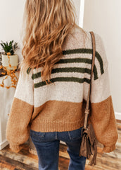 Flaxen Colorblock Striped Open Cardigan