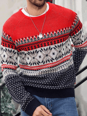 Christmas Pattern Color Block Sweater