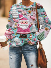 Pink Santa Print Sweatshirt