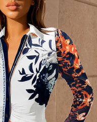 Buttoned Design Floral Print Shirt Dress