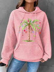 Christmas Palm Tree Print Hooded Sweatshirt