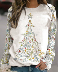 Colorful Fern Leaf Christmas Tree Sweatshirt