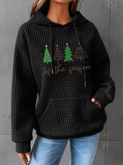 Christmas Tree 'Tis The Season' Print Waffle Hoodie