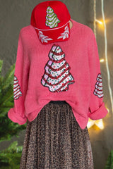 Sweet Christmas Candy Tree Sequined Sweater