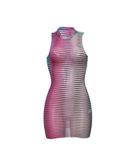 Colorblock Open Knit Sleeveless Bodycon Dress