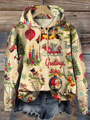 Retro Christmas Santa Hooded Sweatshirt