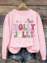 Holly Jolly Christmas Print Crew Neck Sweatshirt