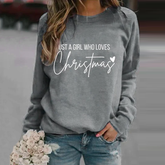 Retro Just A Girl Who Loves Christmas Print Sweatshirt