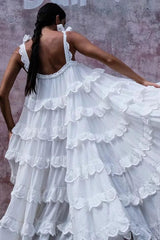 Flowy Self Tie Layered Babydoll Beach Dress