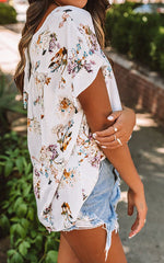 Floral Ruffled Tie-Back Top