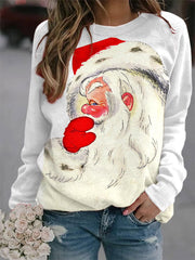 Retro Santa Print Casual Sweatshirt