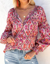 Floral Buttons Long Sleeve Top