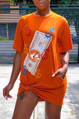 Dollar Graphic Slant Pocket Tee Dress