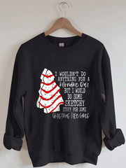 Christmas Tree Cake Print Sweatshirt