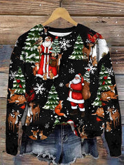 Casual Santa Claus Print Long Sleeve Sweatshirt