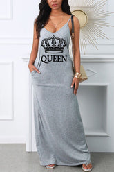Letter & Crown Graphic Slant Pocket Cami Dress