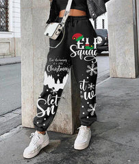 Christmas printed loose fit gym harem pants
