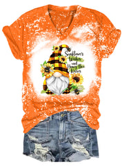 Spring Gnome Sunflower Print Top