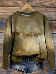 Vintage Santa Claus Print Crew Neck Sweatshirt