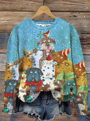 Christmas Dog Print Sweatshirt