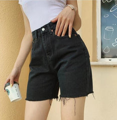 High Waist Slim Denim Shorts