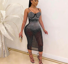 Crystal Studded Midi Dress