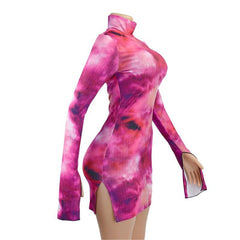 Tie Dye Flare Long Sleeve Dress