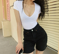 High Waist Slim Denim Shorts