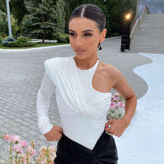 One Shoulder Asymmetric Bodysuit