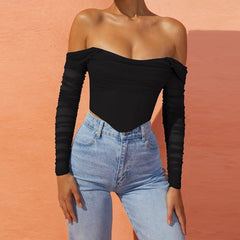 Drape Long Sleeve Crop Corset